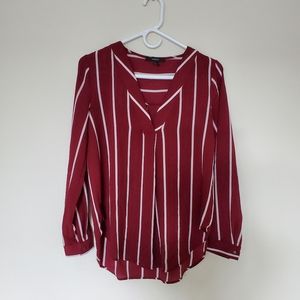 Maroon and White Striped Blouse